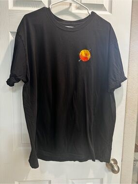 Lira Black Short-Sleeve Tee with Orange Planet Graphic